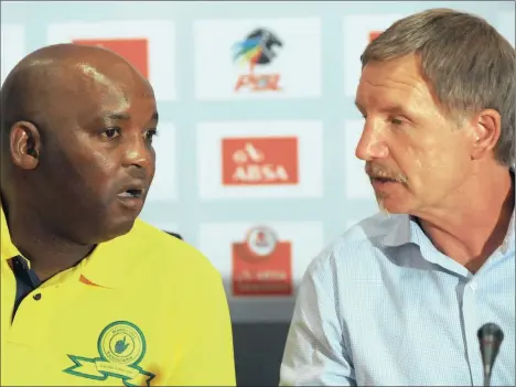  ?? PICTURE: DUIF DU TOIT / GALLO IMAGES ?? WHO WILL IT BE?:Sundowns coach Pitso Mosimane will be hoping Stuart Baxter’s Kaizer Chiefs slip up again like they did last season.