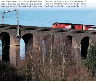  ?? ADRIAN WHITE. ?? Virgin Trains East Coast 43272 crosses Digswell Viaduct (Welwyn) on January 19, with the 0655 Edinburgh Waverley-London King’s Cross. Christian Wolmar does not buy into the claims that big businesses such as Stagecoach and Virgin were forced to overbid...