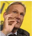  ?? FOTO: FASSBENDER/DPA ?? BVB-Chef Hans-Joachim Watzke einigte sich mit dem FC Barcelona auf eine Rekordablö­se.