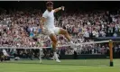  ?? Jenkins/The Guardian ?? Carlos Alcaraz kicks a ball into the crowd after beating Novak Djokovic. Photograph: Tom