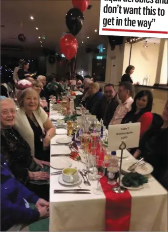  ??  ?? Joy Cassidy, second from left in cream, enjoying a night out with other COPD support group mmbers.