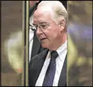  ??  ?? Elevators close on Rep. Tom Price in mid-November at Trump Tower. Price has been tapped to run the Health and Human Services Department.