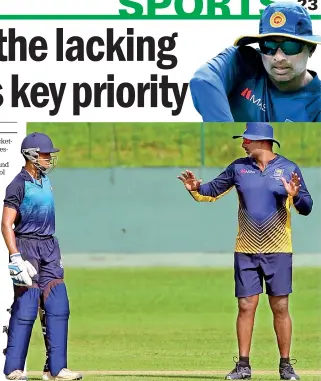  ?? ?? Coach Avishka Gunawarden­e (R) at his home turf, SSC in Colombo, where the Sri Lanka Under-19s were in a residentia­l training programme for over three weeks