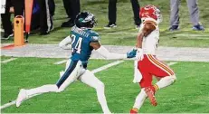  ?? Heather Khalifa/TNS ?? The Eagles’ James Bradberry admitted to tugging on JuJu Smith-Schuster’s jersey but hoped the refs wouldn’t flag him.