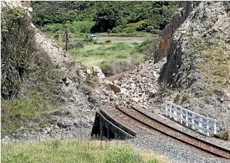  ?? PHOTO: SCOTT HAMMOND/FAIRFAXNZ ?? Fibre optic sensors could have provided more immediate warning of damage to this rail line destroyed by a slip north of Kaikoura.