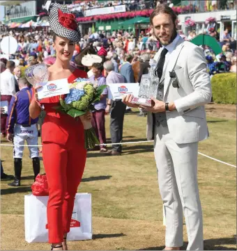  ?? Photo by Domnick Walsh. ?? Fiona McSweeney, KIllarney, and Michael Dorgan, Cork, were winners of best-dressed lady and gent respective­ly.