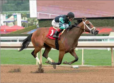  ?? BENOIT PHOTO ?? Clearly Unhinged clearly outshone the 3-10 favorite in her debut Feb. 5 at Santa Anita, earning an 89 Beyer Speed Figure.