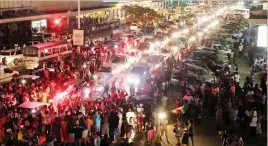  ??  ?? Bulawayo residents flood the streets to celebrate news of Cde Mugabe’s resignatio­n yesterday