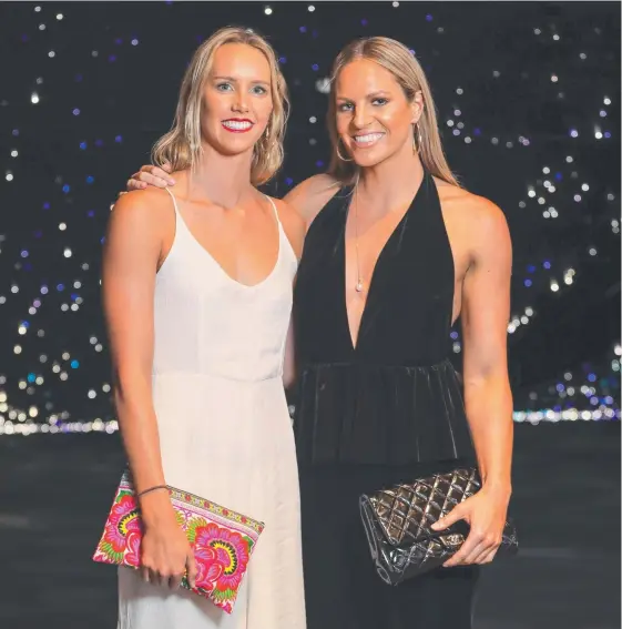  ?? Picture: AAP IMAGE ?? Olympians Emma McKeon and Emily Seebohm at Swimming Australia’s gala awards night in Adelaide last night.