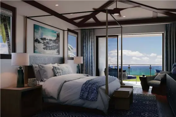  ?? STEELBLUE ?? Laola Nani master bedrooms feature private lanais overlookin­g the Pacific Ocean and Ninini Point Lighthouse.