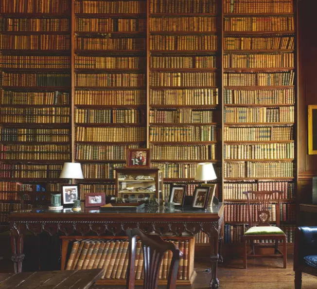  ??  ?? Fig 2: The library incorporat­es furniture, such as this Gothic table, presumably commission­ed by Sir Thomas in the mid 18th century