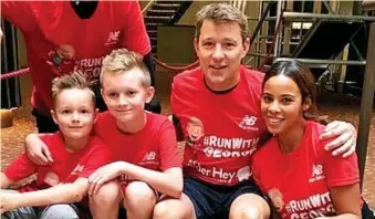  ??  ?? George, second left, and his brother James with Ben Shephard and Rochelle Humes