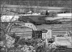  ?? MATT FREED / AP ?? Workers continue to clean up remaining tank cars Tuesday in East Palestine, Ohio, in the aftermath of the Feb. 3 Norfolk Southern freight train derailment.