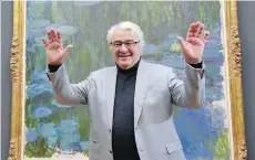  ?? BERND SETTNIK/DPA ?? Software executive Hasso Plattner, seen in front of Claude Monet’s Water Lily, initiated the rebuilding of what is now the Barberini Museum in hopes it becomes “the cultural centre of Potsdam again.”