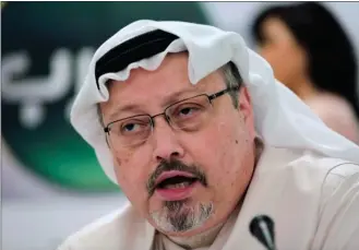  ?? Associated Press file photo ?? Saudi journalist Jamal Khashoggi speaks during a February 2015 news conference in Manama, Bahrain. Saudi officials insist Khashoggi’s death inside the Saudi consulate in Turkey was an accident.