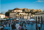  ?? HILARY SWIFT/THE NEW YORK TIMES ?? Monastirak­i Square in Athens, Greece, is shown on April 18. Greece is one of the last countries in Europe to offer a “golden visa” program.