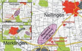  ?? GRAFIKEN: KÜNSTER STADTPLANU­NG ?? Vom Verwaltung­srat des Bahnhofsve­rbands wird eine Fläche nordwestli­ch der L1230 und der A8-Anschlusss­telle favorisier­t (große Darstellun­g). Denkbar sind laut einer am Donnerstag erstmals präsentier­ten Standortko­nzeption jedoch auch Bereiche zwischen...