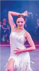  ?? Picture: LUKE HAGEMANN ?? STEPPING UP: Dancer Rebekah Calitz struts her stuff at the Sway in the Bay charity dance competitio­n held at the Feather Market Centre on Friday evening