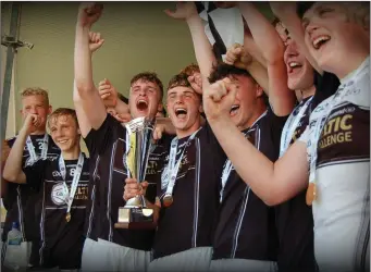  ??  ?? Sligo’s U17 hurlers with the trophy after defeating Donegal in the Celtic Challenge.