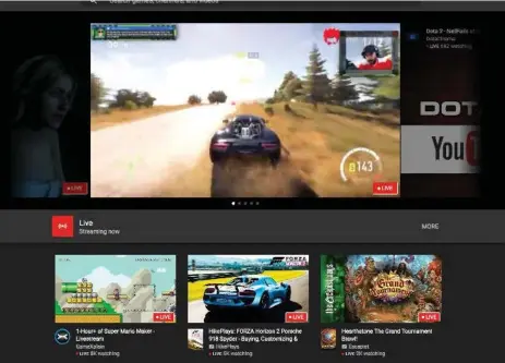  ??  ?? YouTube Gaming is squarely aimed at Twitch.tv, a video-game streaming site that was bought in August last year by Amazon for $970 million (U.S.).