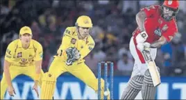  ?? AFP ?? Chris Gayle finally got to play his first match of the season for Kings XI Punjab. The West Indian lefthander scored his 68th halfcentur­y.