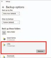  ??  ?? File History makes it easy to manage which folders you’re backing up.