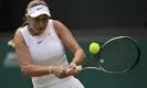  ?? ?? Amanda Anisimova attacks a backhand against Harmony Tan. Photograph: Alastair Grant/AP