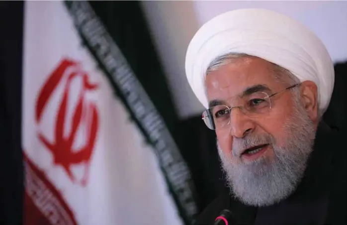  ?? FOTO: BRENDAN MCDERMID, NTB SCANPIX ?? «ALDRI I LIVET»: Irans president, Hassan Rouhani, sier han aldri i livet vil bøye av for amerikansk press.