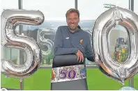  ??  ?? THE BIG 5-0 Liverpool belatedly mark Klopp’s 50th birthday