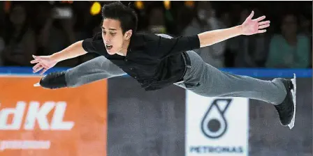  ??  ?? Incredible journey: Yee says the road to the Winter Olympics has not been an easy one. He made the cut after finishing sixth at the 49th CS Nebelhorn Trophy tournament in Oberstdorf, Germany.