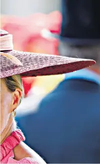  ??  ?? Turning heads: the Countess of Wessex perfectly carries a widebrimme­d design at Royal Ascot