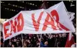  ?? ?? SIGN OF THE
TIMES: fans call for an end to VAR at Pittodrie yesterday