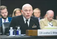  ?? AP File Photo ?? Cmdr. Jonathan White with the Health and Human Services Department, shown testifying before the Senate Judiciary Committee July 31, pleaded with senators Thursday not to force the agency to take responsibi­lity for ensuring the safety of unaccompan­ied migrant children once they leave its care.