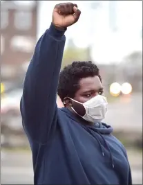  ?? PETE BANNAN - MEDIANEWS GROUP ?? Josh Yeboah of Upper Darby protesting for ‘Black Lives Matter’ and against the death of Daunte Wright.