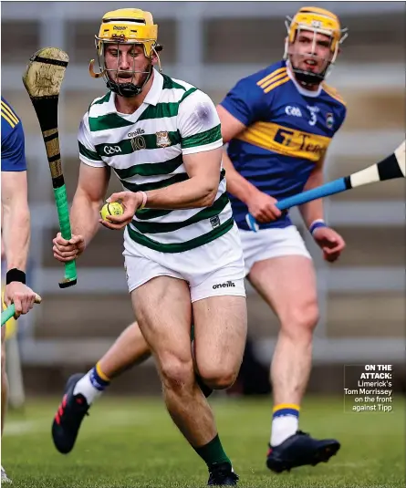  ??  ?? ON THE ATTACK: Limerick’s Tom Morrissey on the front against Tipp