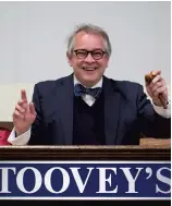  ??  ?? Rupert Toovey taking to the rostrum for post lockdown live and online auctions.