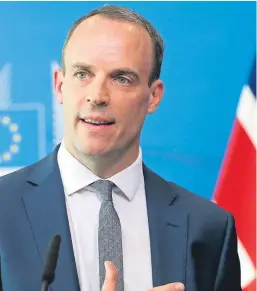  ??  ?? Brexit Secretary Dominic Raab has said a deal with the EU can be reached by October.
