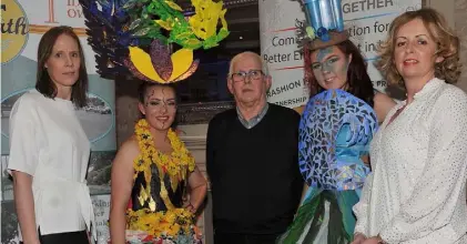  ??  ?? Clare O’Hagan, Pat McCourt and Tracey Sharkey, Omeath Tidy Towns with Emma McArdle and Nyse McCann at the LCC/ Louth Tidy Towns Together ‘Trashion Fashion’ held in the Carrickdal­e Hotel.