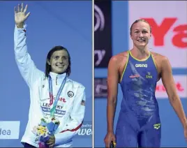  ?? (Photos EPA/MAXPPP et AFP) ?? Katie Ledecky a déjà gravi deux fois la plus haute marche du podium. Sarah Sjöström, elle, s’est offert le record du monde du  m nage libre. Sacrées entrées en matière...