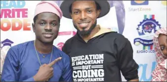  ??  ?? R; Founder, Teens Can Code, Damian Ezirim with Kenny Blaq