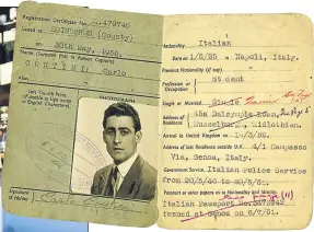  ??  ?? Above, Carlo Contini’s papers when he arrived in Scotland; left, Mary at her cafe and deli in Edinburgh