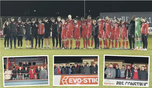  ??  ?? A minute’s silence was impeccably observed by fans and players alike following the sudden death of Scarboroug­h Athletic chairman Dave Holland (above) Pictures by Paul Atkinson