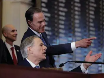  ?? Eric Gay / Associated Press ?? Gov. Greg Abbott and House Speaker Joe Straus are just getting started.