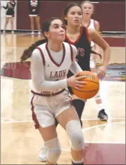  ?? PDN photo by Tom Firme ?? Spiro senior Kambrie Rogers goes for an inside shot against Keys on Thursday in the first round of regionals.