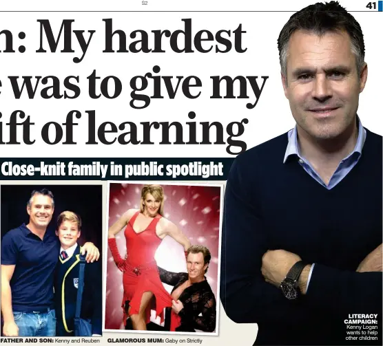  ??  ?? FATHER AND SON: GLAMOROUS MUM: Gaby on Strictly LITERACY CAMPAIGN: Kenny Logan wants to help other children