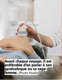  ?? (Photo Pexels) ?? Avant chaque voyage, il est préférable d’en parler à son gynécologu­e ou sa sagefemme.