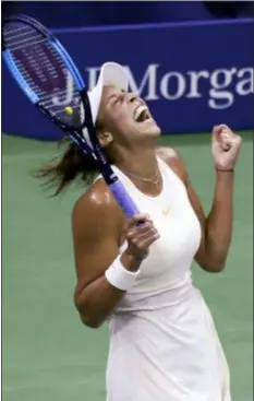  ?? ADAM HUNGER — THE ASSOCIATED PRESS ?? Madison Keys, of the United States, reacts after defeating Carla Suarez Navarro, of Spain, 6-4, 6-3 during the quarterfin­als of the U.S. Open on Wednesday in New York.