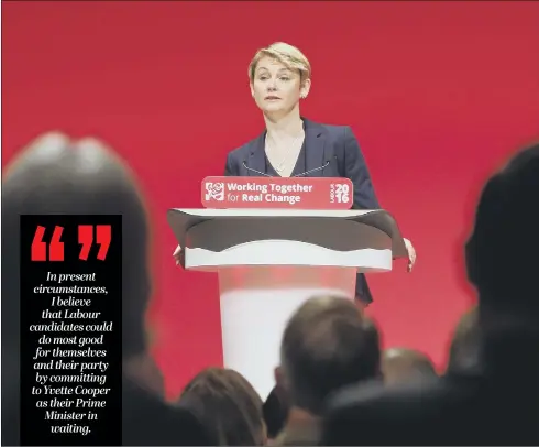 ??  ?? Former Shadow Home Secretary Yvette Cooper could become Labour’s new standard bearer after the General Election.