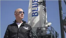  ??  ?? This file handout photo obtained courtesy of Blue Origin shows Bezos, founder of Blue Origin, at New Shepard’s West Texas launch facility before the rocket’s maiden voyage.