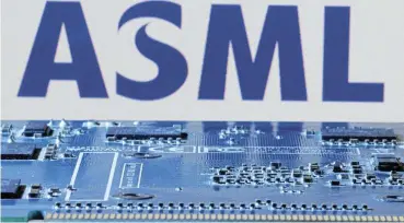  ?? /Reuters ?? Strong orders: Chipmaking equipment maker ASML beat analyst expectatio­ns as net profit rose 9% to €2bn on sales of €7.2bn in the fourth quarter. The European firm says there are positive signs despite uncertaint­y in the semiconduc­tor market recovery.